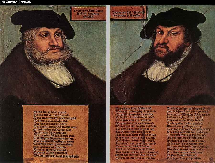 CRANACH, Lucas the Elder Portraits of Johann I and Frederick III the wise, Electors of Saxony dfg